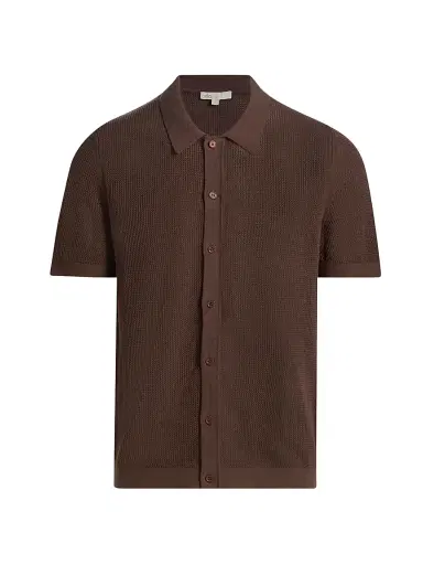 Onia Men's Crochet Knit Button-Front Shirt - Espresso | Thumbnail 1 Onia Men's Crochet Knit Button-Front Shirt - Espresso | Thumbnail 1