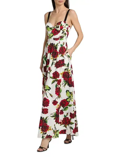 L'AGENCE Women's Sutton Rose Maxi Dress - White Red Romantic Rose | Thumbnail 2 L'AGENCE Women's Sutton Rose Maxi Dress - White Red Romantic Rose | Thumbnail 2