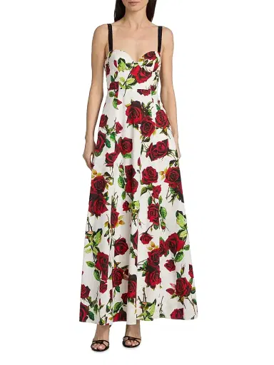 L'AGENCE Women's Sutton Rose Maxi Dress - White Red Romantic Rose | Thumbnail 3 L'AGENCE Women's Sutton Rose Maxi Dress - White Red Romantic Rose | Thumbnail 3