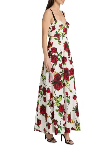 L'AGENCE Women's Sutton Rose Maxi Dress - White Red Romantic Rose | Thumbnail 4 L'AGENCE Women's Sutton Rose Maxi Dress - White Red Romantic Rose | Thumbnail 4