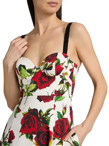 L'AGENCE Women's Sutton Rose Maxi Dress - White Red Romantic Rose | Thumbnail 6 L'AGENCE Women's Sutton Rose Maxi Dress - White Red Romantic Rose | Thumbnail 6