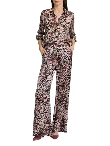 L'AGENCE Women's Pilar Floral Leopard Wide-Leg Pants - Multi Small Rose Cheetah | Thumbnail 2 L'AGENCE Women's Pilar Floral Leopard Wide-Leg Pants - Multi Small Rose Cheetah | Thumbnail 2