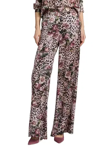L'AGENCE Women's Pilar Floral Leopard Wide-Leg Pants - Multi Small Rose Cheetah | Thumbnail 3 L'AGENCE Women's Pilar Floral Leopard Wide-Leg Pants - Multi Small Rose Cheetah | Thumbnail 3