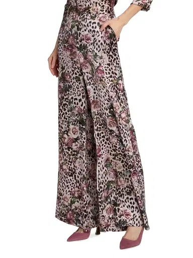 L'AGENCE Women's Pilar Floral Leopard Wide-Leg Pants - Multi Small Rose Cheetah | Thumbnail 4 L'AGENCE Women's Pilar Floral Leopard Wide-Leg Pants - Multi Small Rose Cheetah | Thumbnail 4