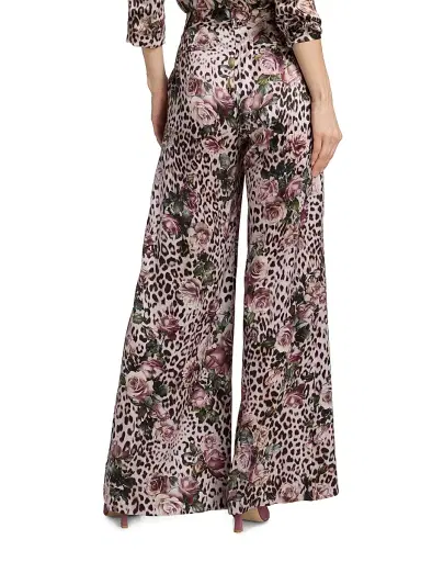 L'AGENCE Women's Pilar Floral Leopard Wide-Leg Pants - Multi Small Rose Cheetah | Thumbnail 5 L'AGENCE Women's Pilar Floral Leopard Wide-Leg Pants - Multi Small Rose Cheetah | Thumbnail 5