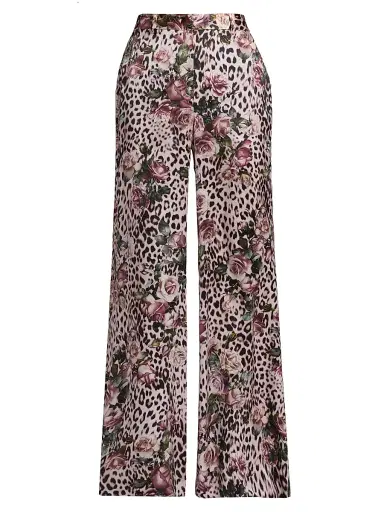 L'AGENCE Women's Pilar Floral Leopard Wide-Leg Pants - Multi Small Rose Cheetah | Thumbnail 1 L'AGENCE Women's Pilar Floral Leopard Wide-Leg Pants - Multi Small Rose Cheetah | Thumbnail 1