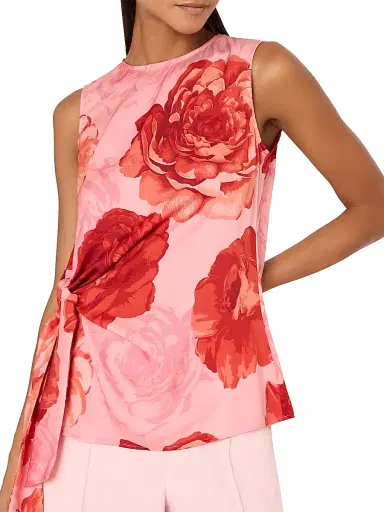 Milly Women's Serena Floral Sleeveless Top - Pink Multi | Thumbnail 4 Milly Women's Serena Floral Sleeveless Top - Pink Multi | Thumbnail 4