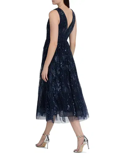 Milly Women's Tinsley Embroidered V-Neck Dress - Navy Multi | Thumbnail 5 Milly Women's Tinsley Embroidered V-Neck Dress - Navy Multi | Thumbnail 5