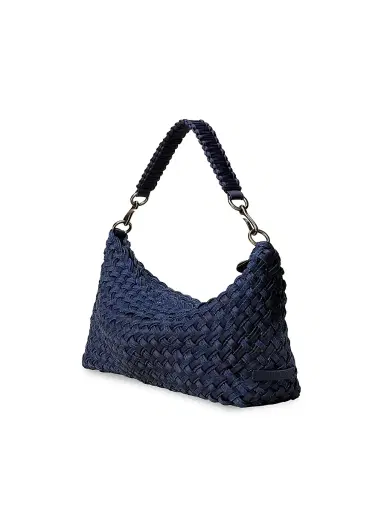 Naghedi Women's Porto Small Double Weave Half Moon Shoulder Bag - Indigo | Thumbnail 3 Naghedi Women's Porto Small Double Weave Half Moon Shoulder Bag - Indigo | Thumbnail 3