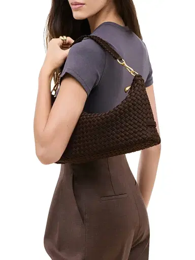 Naghedi Women's Porto Small Half-Moon Shoulder Bag - Chocolate | Thumbnail 2 Naghedi Women's Porto Small Half-Moon Shoulder Bag - Chocolate | Thumbnail 2