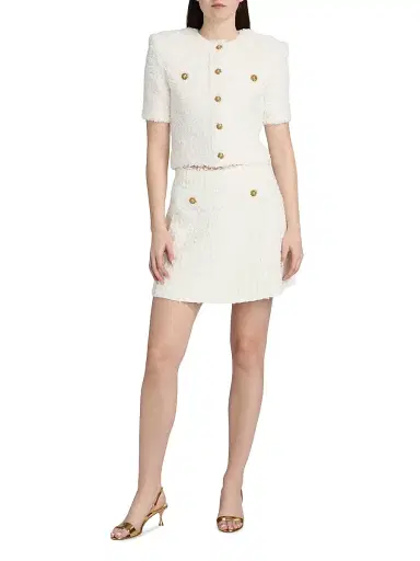 Balmain Women's Tweed Knit Miniskirt - Natural | Thumbnail 2 Balmain Women's Tweed Knit Miniskirt - Natural | Thumbnail 2