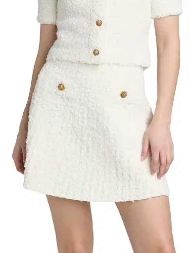 Balmain Women's Tweed Knit Miniskirt - Natural | Thumbnail 3 Balmain Women's Tweed Knit Miniskirt - Natural | Thumbnail 3