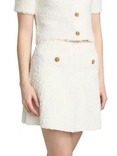 Balmain Women's Tweed Knit Miniskirt - Natural | Thumbnail 4 Balmain Women's Tweed Knit Miniskirt - Natural | Thumbnail 4