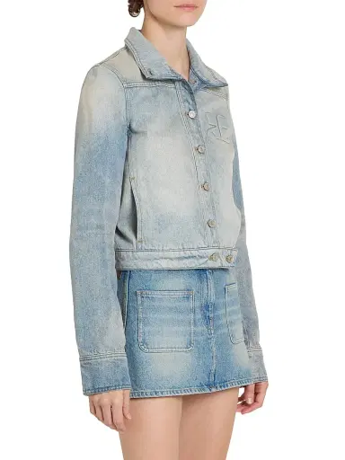 Courrèges Women's Reedition Button-Front Denim Jacket - Denim Bleu Delave | Thumbnail 4 Courrèges Women's Reedition Button-Front Denim Jacket - Denim Bleu Delave | Thumbnail 4