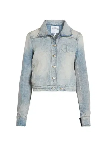 Courrèges Women's Reedition Button-Front Denim Jacket - Denim Bleu Delave | Thumbnail 1 Courrèges Women's Reedition Button-Front Denim Jacket - Denim Bleu Delave | Thumbnail 1