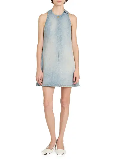 Courrèges Women's Exposed-Seam Denim Minidress - Denim Bleu Delave | Thumbnail 2 Courrèges Women's Exposed-Seam Denim Minidress - Denim Bleu Delave | Thumbnail 2