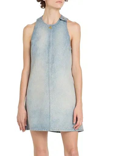 Courrèges Women's Exposed-Seam Denim Minidress - Denim Bleu Delave | Thumbnail 3 Courrèges Women's Exposed-Seam Denim Minidress - Denim Bleu Delave | Thumbnail 3