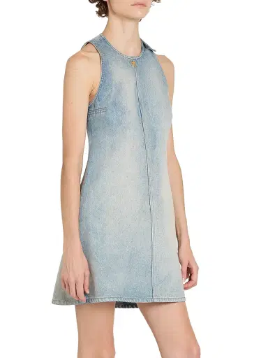 Courrèges Women's Exposed-Seam Denim Minidress - Denim Bleu Delave | Thumbnail 4 Courrèges Women's Exposed-Seam Denim Minidress - Denim Bleu Delave | Thumbnail 4