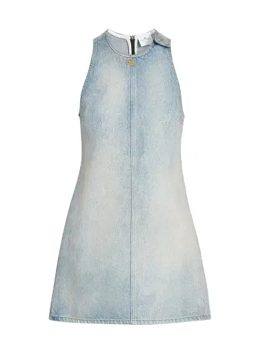 Courrèges Women's Exposed-Seam Denim Minidress - Denim Bleu Delave | Thumbnail 1 Courrèges Women's Exposed-Seam Denim Minidress - Denim Bleu Delave | Thumbnail 1
