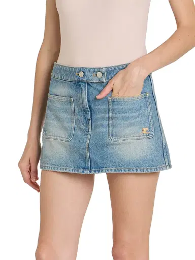 Courrèges Women's Denim Miniskirt - Denim Bleu Delave | Thumbnail 4 Courrèges Women's Denim Miniskirt - Denim Bleu Delave | Thumbnail 4