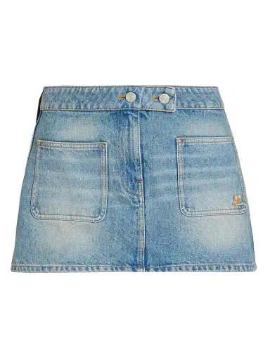 Courrèges Women's Denim Miniskirt - Denim Bleu Delave | Thumbnail 1 Courrèges Women's Denim Miniskirt - Denim Bleu Delave | Thumbnail 1