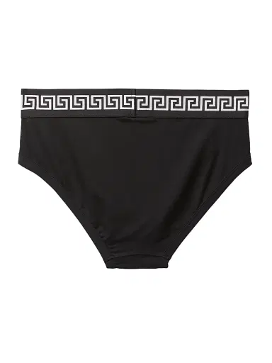Versace Men's Greca Medusa Head Cotton Jersey Brief - Black | Thumbnail 2 Versace Men's Greca Medusa Head Cotton Jersey Brief - Black | Thumbnail 2