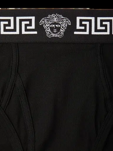 Versace Men's Greca Medusa Head Cotton Jersey Brief - Black | Thumbnail 3 Versace Men's Greca Medusa Head Cotton Jersey Brief - Black | Thumbnail 3