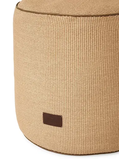 Brunello Cucinelli Raffia Effect Techno Cotton Pouf with Leather Piping - Rope | Thumbnail 2 Brunello Cucinelli Raffia Effect Techno Cotton Pouf with Leather Piping - Rope | Thumbnail 2