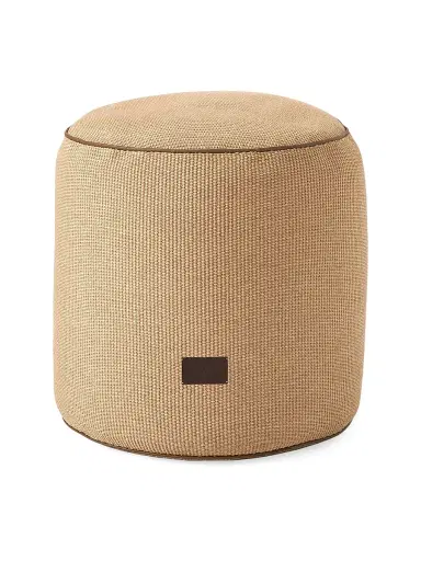 Brunello Cucinelli Raffia Effect Techno Cotton Pouf with Leather Piping - Rope | Thumbnail 1 Brunello Cucinelli Raffia Effect Techno Cotton Pouf with Leather Piping - Rope | Thumbnail 1