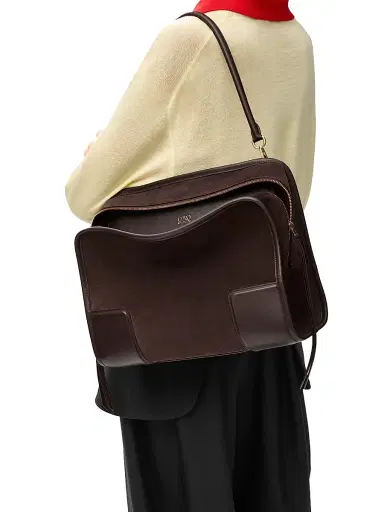 Loewe Women's Amazone Suede Top Handle Bag - Dark Chestnut | Thumbnail 3 Loewe Women's Amazone Suede Top Handle Bag - Dark Chestnut | Thumbnail 3