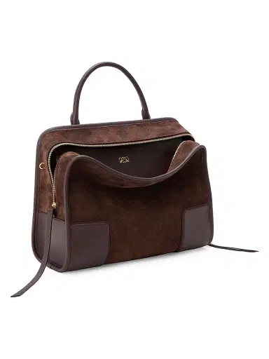 Loewe Women's Amazone Suede Top Handle Bag - Dark Chestnut | Thumbnail 4 Loewe Women's Amazone Suede Top Handle Bag - Dark Chestnut | Thumbnail 4