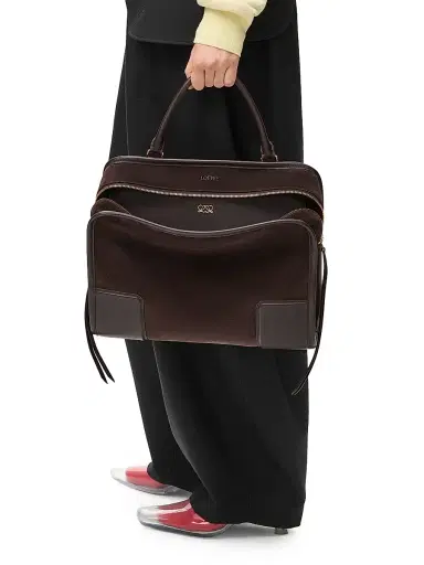 Loewe Women's Amazone Suede Top Handle Bag - Dark Chestnut | Thumbnail 1 Loewe Women's Amazone Suede Top Handle Bag - Dark Chestnut | Thumbnail 1