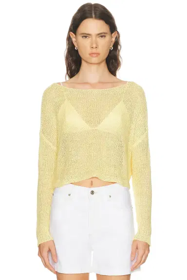 Enza Costa Linen Open Knit Bateau Sweater | Thumbnail 1 Enza Costa Linen Open Knit Bateau Sweater | Thumbnail 1