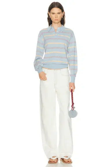 Guest In Residence Collegiate Stripe Polo Sweater | Thumbnail 4 Guest In Residence Collegiate Stripe Polo Sweater | Thumbnail 4