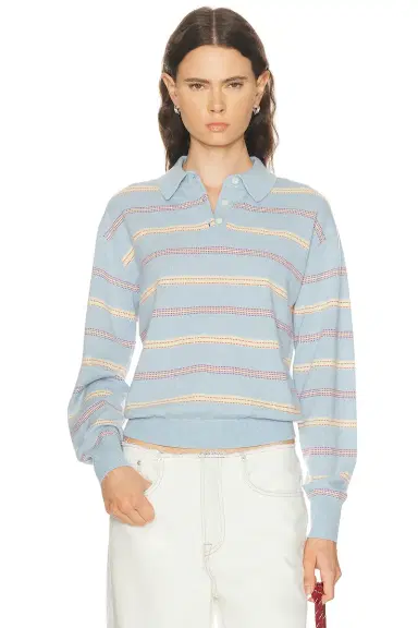 Guest In Residence Collegiate Stripe Polo Sweater | Thumbnail 1 Guest In Residence Collegiate Stripe Polo Sweater | Thumbnail 1
