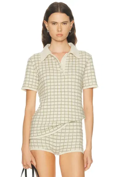 The Elder Statesman Ida Checkered Polo Shirt | Thumbnail 1 The Elder Statesman Ida Checkered Polo Shirt | Thumbnail 1