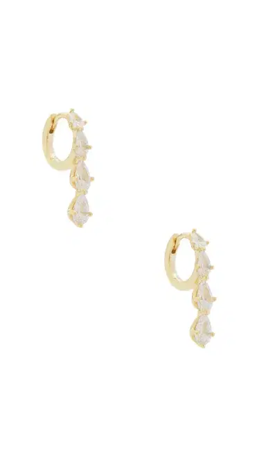 By Adina Eden Teardrop Cz Cascade Huggie Earrings | Thumbnail 1 By Adina Eden Teardrop Cz Cascade Huggie Earrings | Thumbnail 1