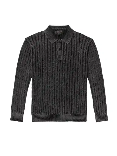 Beams Plus Cable-Knit Cotton Polo Shirt - Men | Thumbnail 1 Beams Plus Cable-Knit Cotton Polo Shirt - Men | Thumbnail 1