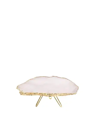 Anna New York Torta Rose Quartz Cake Stand, Gold | Thumbnail 1 Anna New York Torta Rose Quartz Cake Stand, Gold | Thumbnail 1