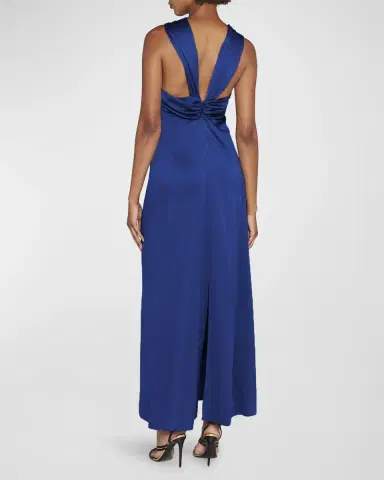 Giorgio Armani Pleated Halter Slit-Hem Silk Gown | Thumbnail 3 Giorgio Armani Pleated Halter Slit-Hem Silk Gown | Thumbnail 3