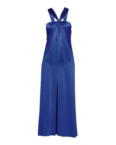 Giorgio Armani Pleated Halter Slit-Hem Silk Gown | Thumbnail 1 Giorgio Armani Pleated Halter Slit-Hem Silk Gown | Thumbnail 1