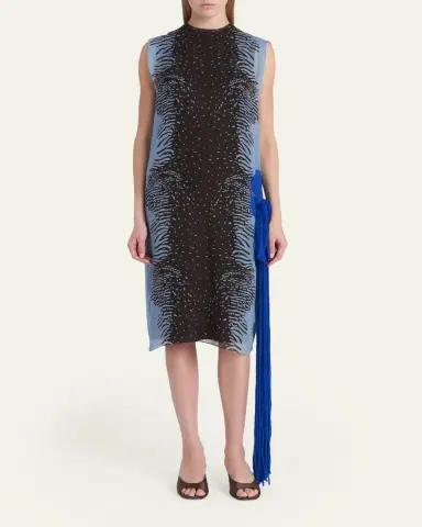FERRAGAMO Cuttle Fish Print Silk Sleeveless Shift Dress | Thumbnail 2 FERRAGAMO Cuttle Fish Print Silk Sleeveless Shift Dress | Thumbnail 2