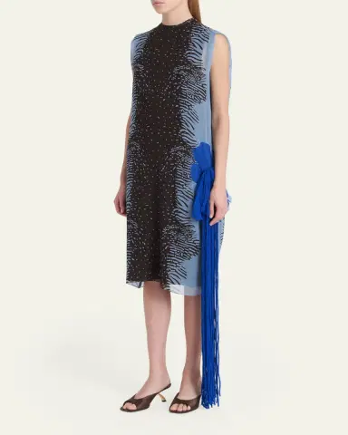FERRAGAMO Cuttle Fish Print Silk Sleeveless Shift Dress | Thumbnail 4 FERRAGAMO Cuttle Fish Print Silk Sleeveless Shift Dress | Thumbnail 4