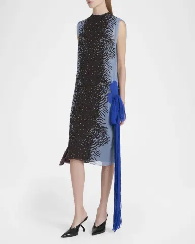 FERRAGAMO Cuttle Fish Print Silk Sleeveless Shift Dress | Thumbnail 8 FERRAGAMO Cuttle Fish Print Silk Sleeveless Shift Dress | Thumbnail 8