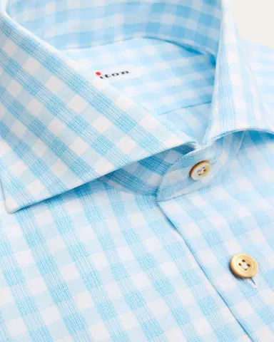 Kiton Men's Cotton Plaid Dress Shirt with Mother-Of-Pearl Buttons | Thumbnail 2 Kiton Men's Cotton Plaid Dress Shirt with Mother-Of-Pearl Buttons | Thumbnail 2