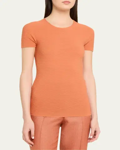 Giorgio Armani Short-Sleeve Crewneck Sweater | Thumbnail 4 Giorgio Armani Short-Sleeve Crewneck Sweater | Thumbnail 4