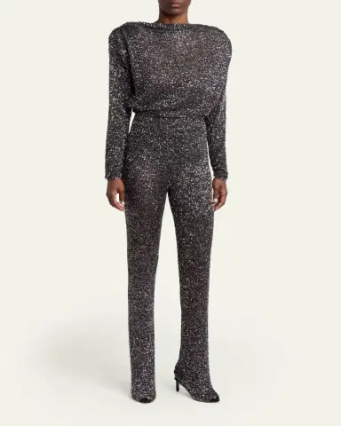 Valentino Garavani Sequined High-Rise Pants | Thumbnail 2 Valentino Garavani Sequined High-Rise Pants | Thumbnail 2