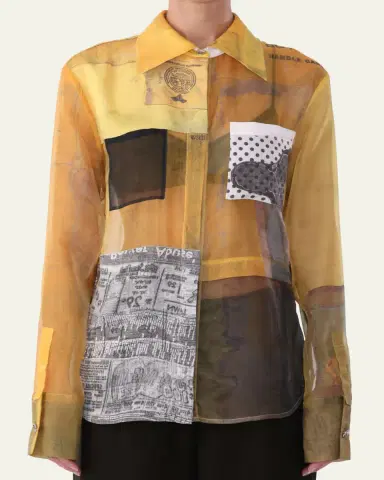 Jason Wu Collection Patchwork Button-Down Shirt | Thumbnail 4 Jason Wu Collection Patchwork Button-Down Shirt | Thumbnail 4