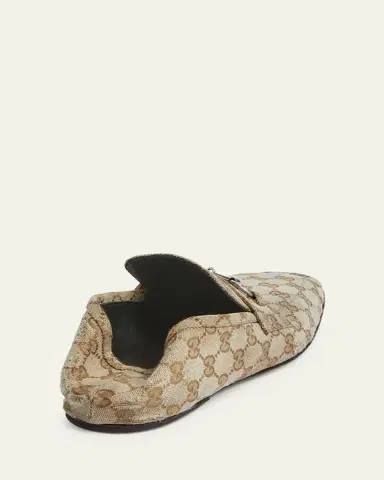Gucci Men's Aged-Effect Canvas Bit Loafers with Foldable Heel | Thumbnail 2 Gucci Men's Aged-Effect Canvas Bit Loafers with Foldable Heel | Thumbnail 2