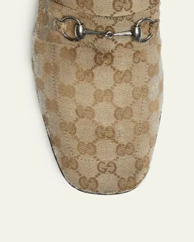Gucci Men's Aged-Effect Canvas Bit Loafers with Foldable Heel | Thumbnail 3 Gucci Men's Aged-Effect Canvas Bit Loafers with Foldable Heel | Thumbnail 3